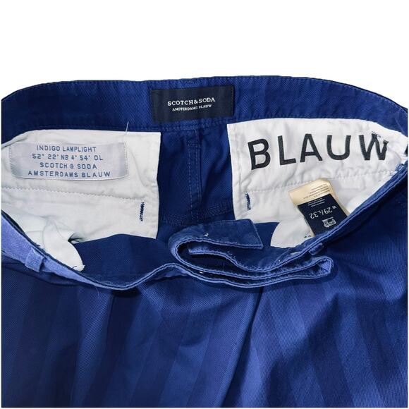 Scotch & Soda 29/32 Blauw Trousers Amsterdam Fold Pants Blue Indigo Stripe Retro - Picture 5 of 10